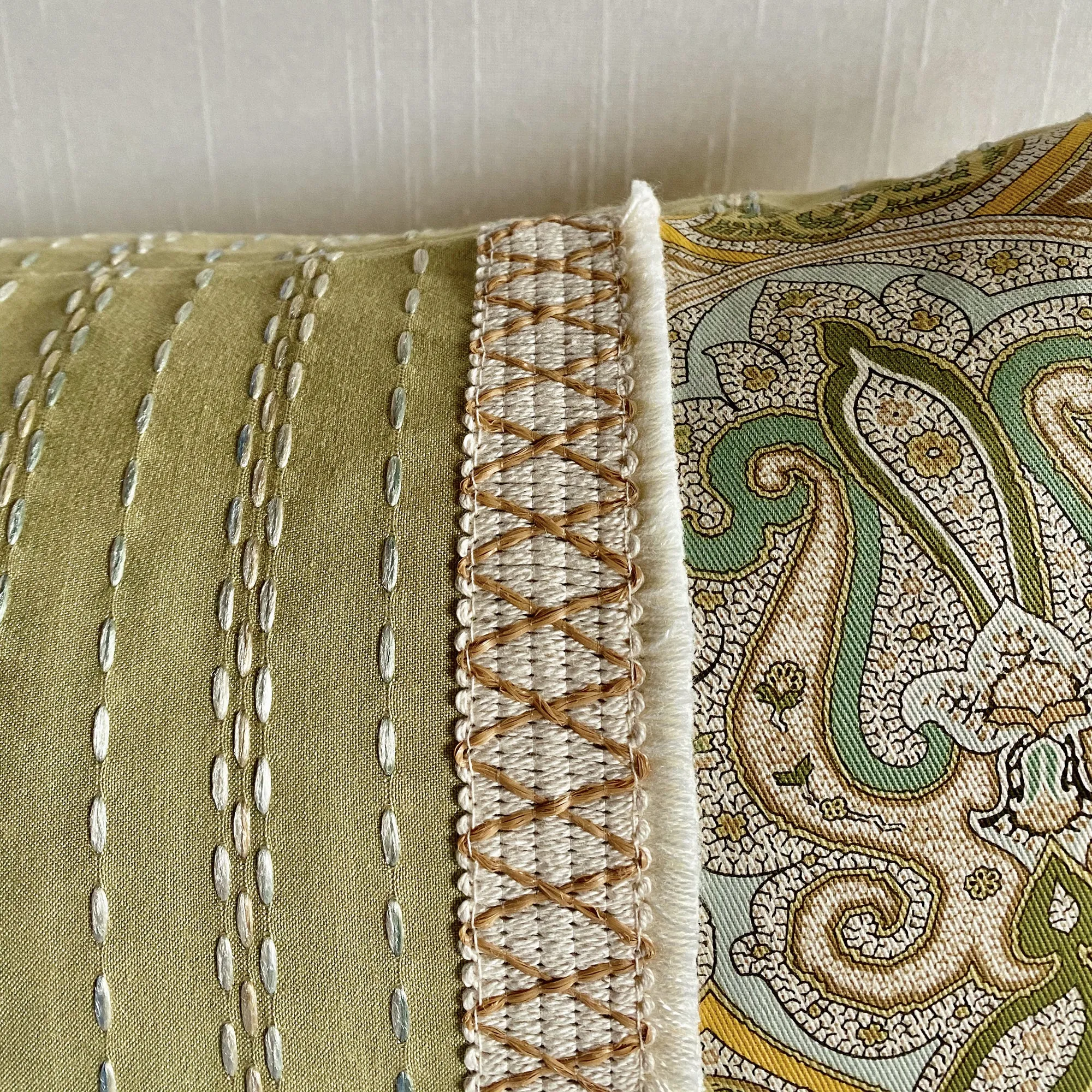 Pistachio Embroidered Stripe King Sham 21x37