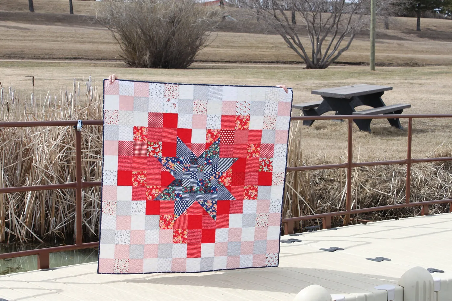 Pixel Star in a Pixel Heart PDF Quilt Pattern, Quick beginner quilt, charm square quilt pattern, fat quarter quilt pattern, Fourth of July