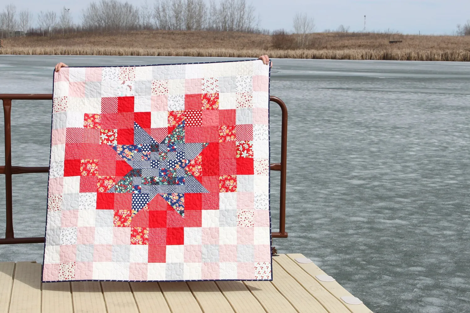 Pixel Star in a Pixel Heart PDF Quilt Pattern, Quick beginner quilt, charm square quilt pattern, fat quarter quilt pattern, Fourth of July