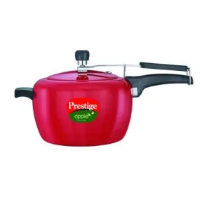 Prestige Apple Plus Inner Lid Aluminium Pressure Cooker, 5 Litres, Red