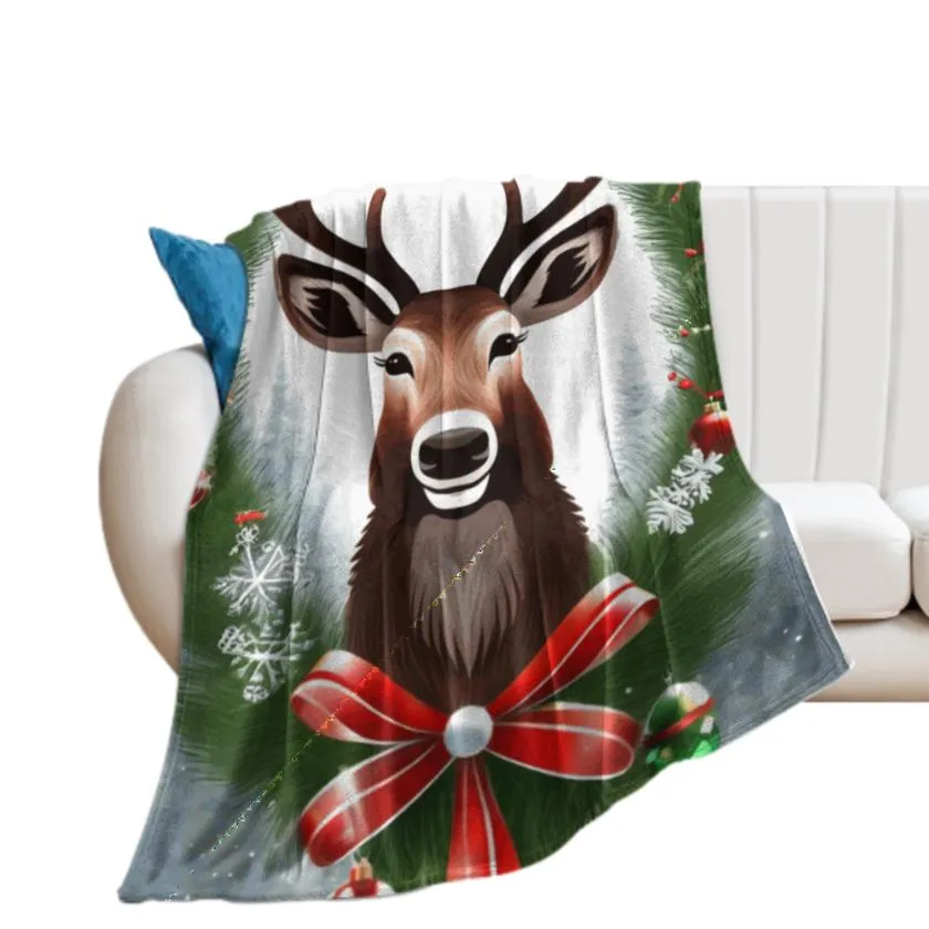 reindeer fleece blanket- animal  print Blanket - reindeer throw blanket - Mom Blanket - animal  blanket gift