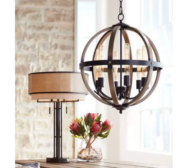 Round 3-lamp pendant - Bronze finish