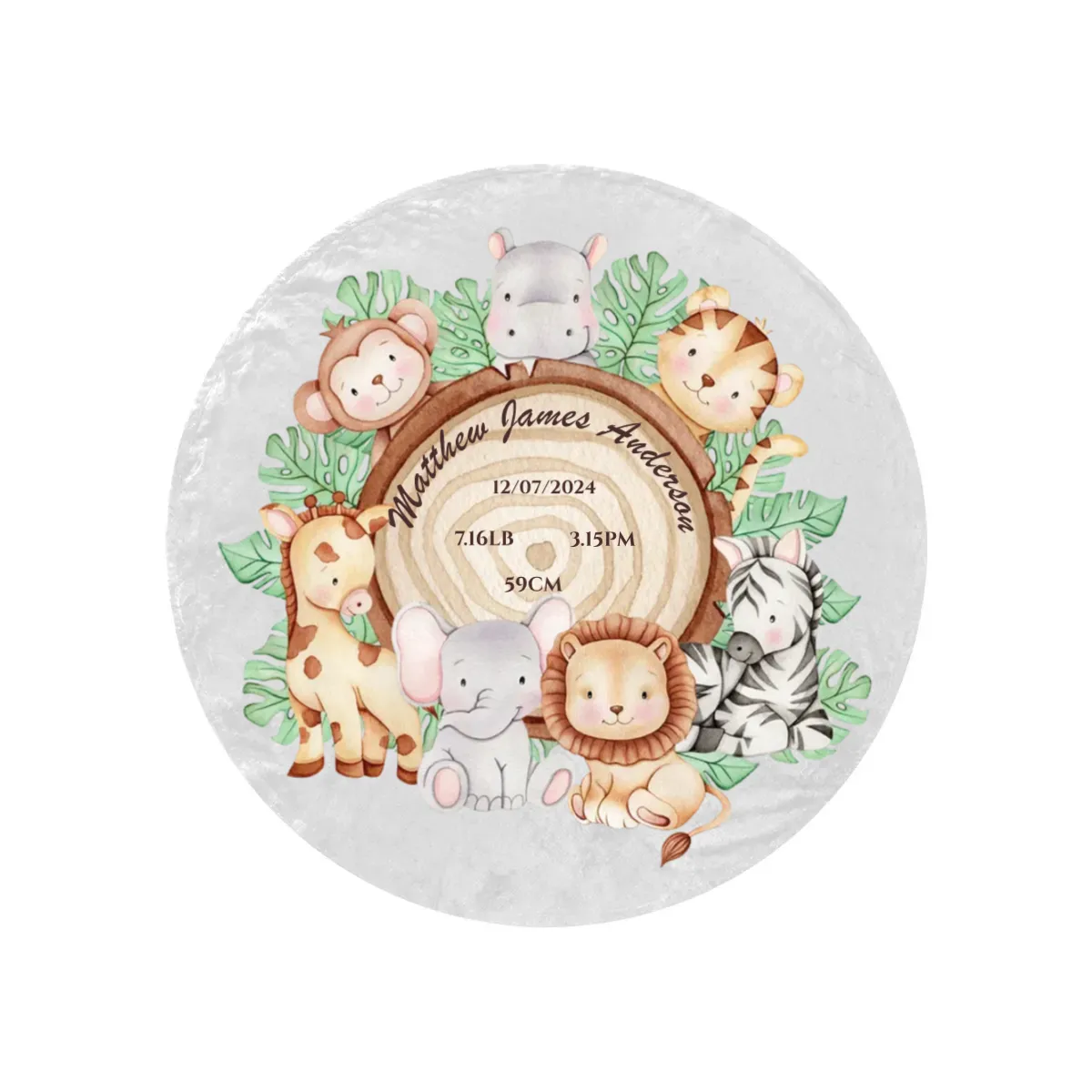 Round Blanket Personalised Safari