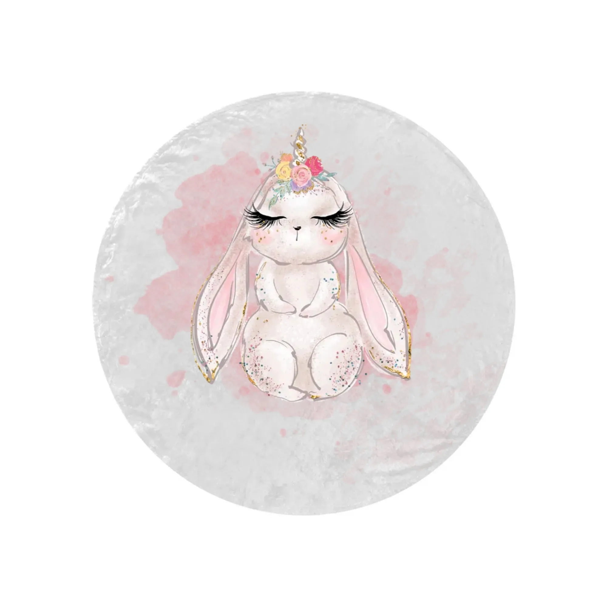 Round Blanket Personalised Unicorn Rabbit