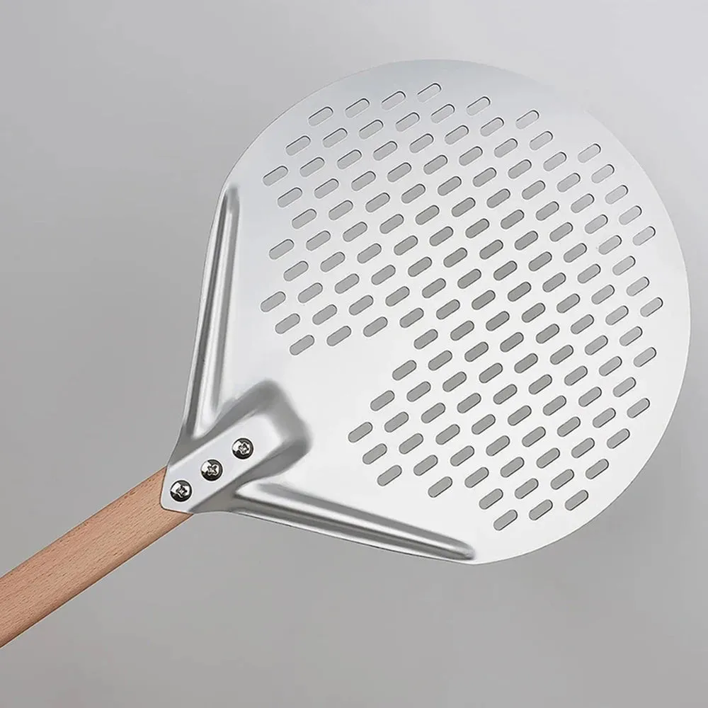 Round Pizza Turning Shovel Pizza Paddle with Wood Handle Pizza Shovel