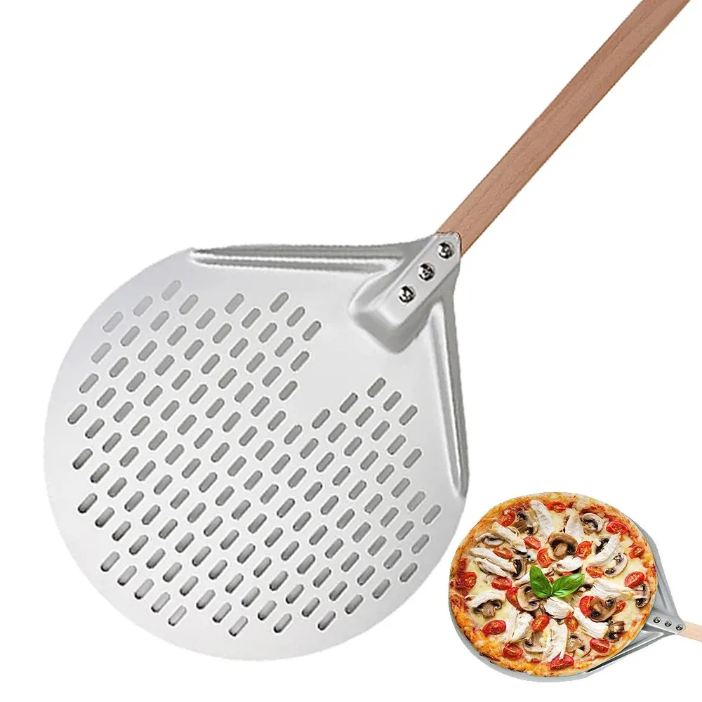 Round Pizza Turning Shovel Pizza Paddle with Wood Handle Pizza Shovel