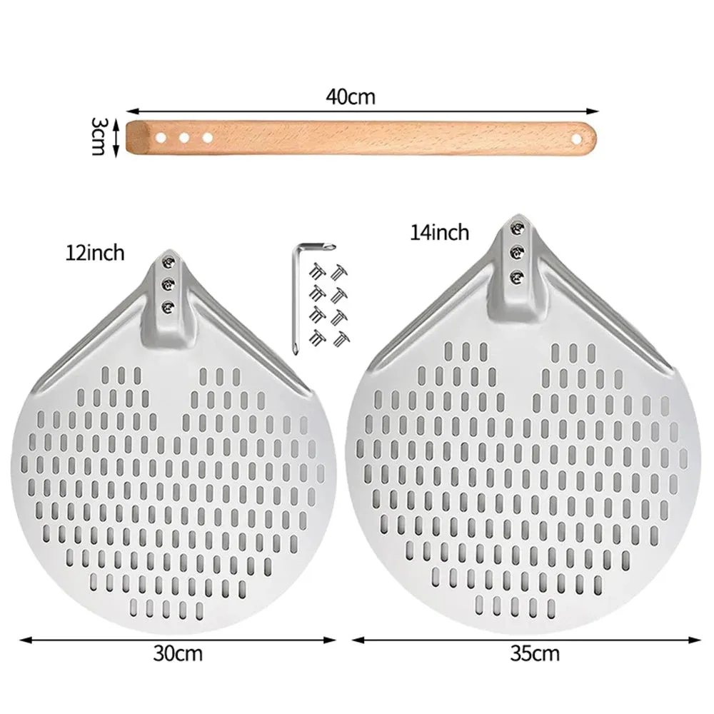 Round Pizza Turning Shovel Pizza Paddle with Wood Handle Pizza Shovel