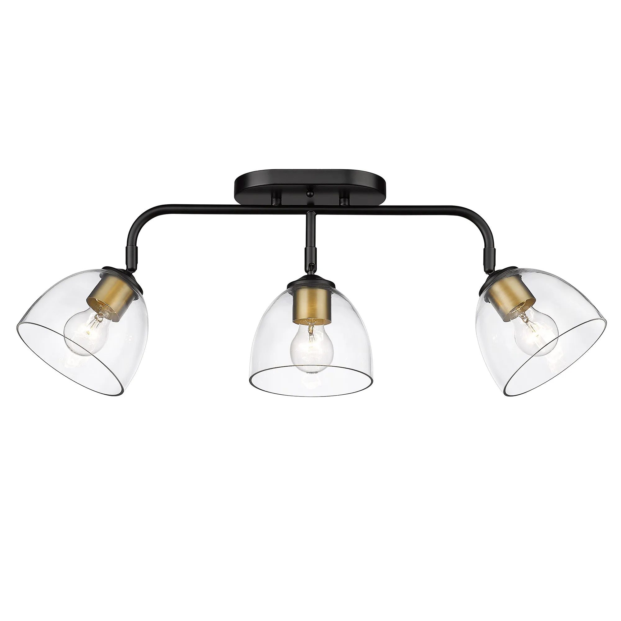 Roxie 3 Light Semi-Flush in Matte Black with Brushed Champagne Bronze Accents