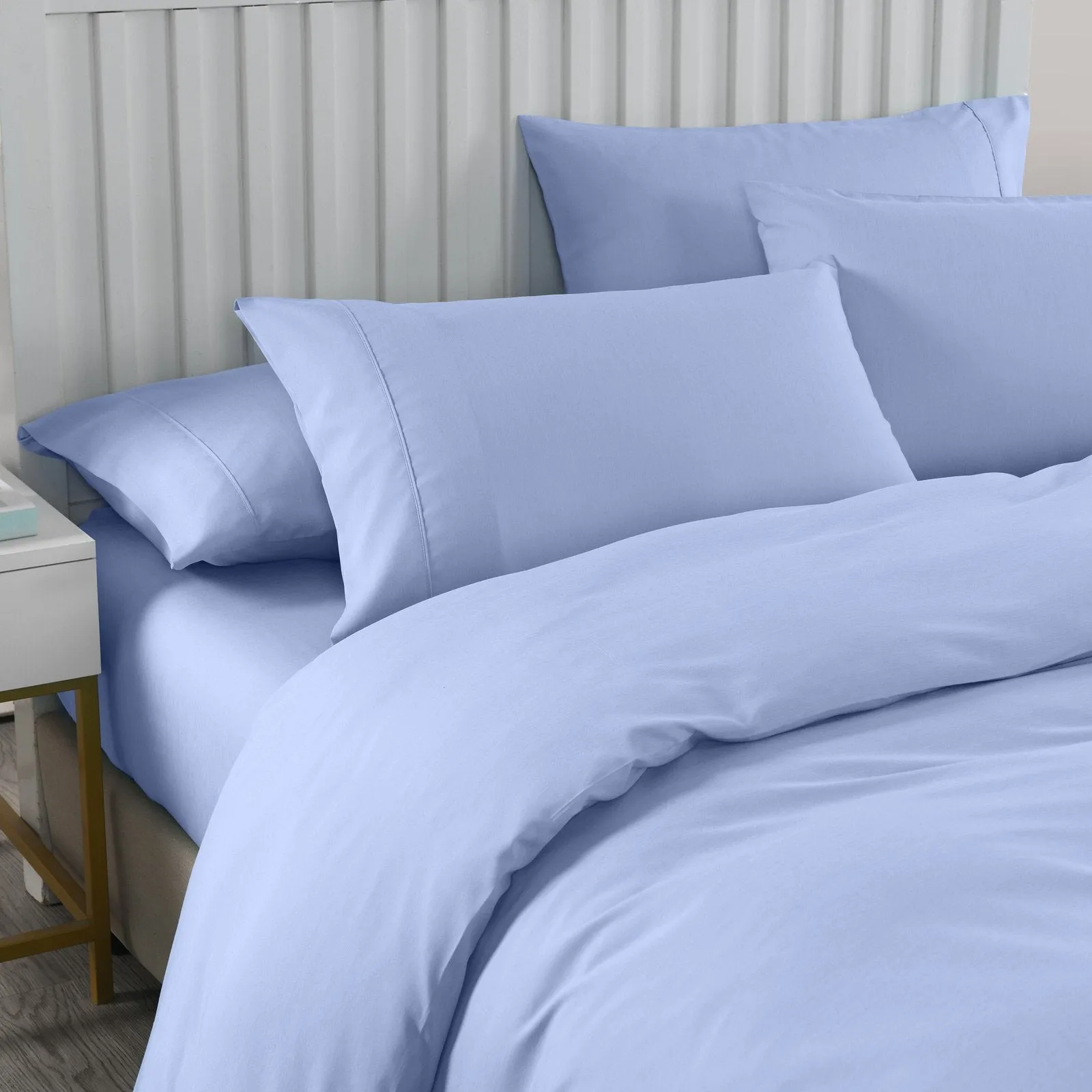 Royal Comfort 2000TC 6 Piece Bamboo Sheet & Quilt Cover Set Cooling Breathable Double Light Blue