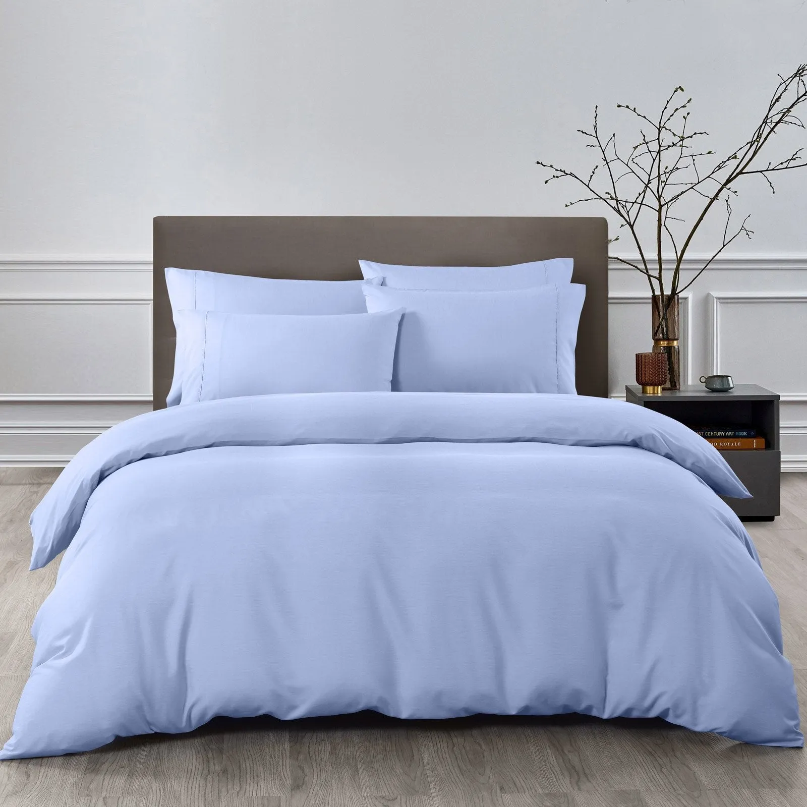 Royal Comfort 2000TC 6 Piece Bamboo Sheet & Quilt Cover Set Cooling Breathable Double Light Blue