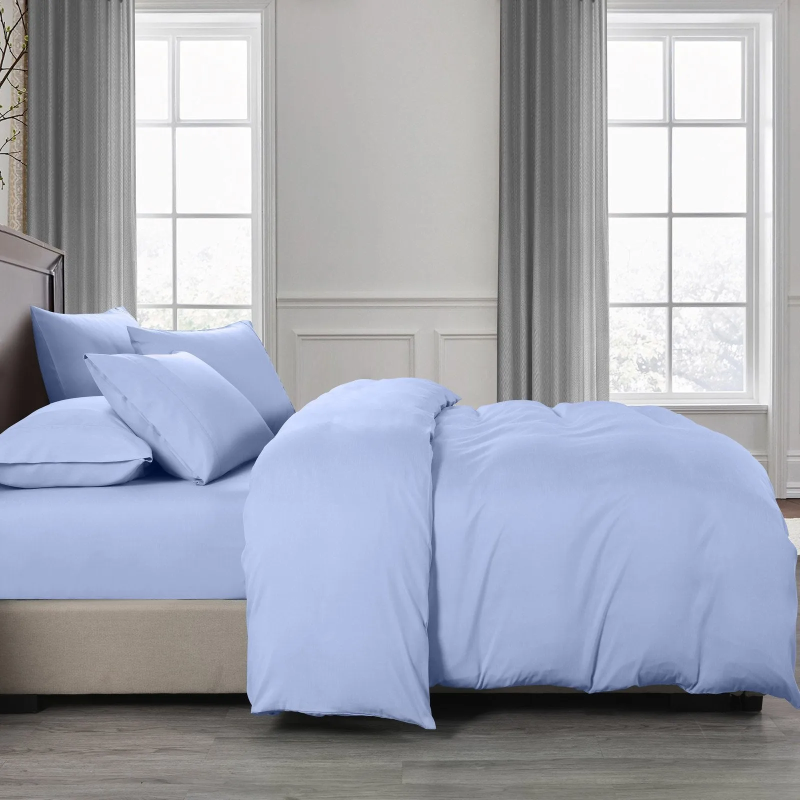 Royal Comfort 2000TC 6 Piece Bamboo Sheet & Quilt Cover Set Cooling Breathable Double Light Blue