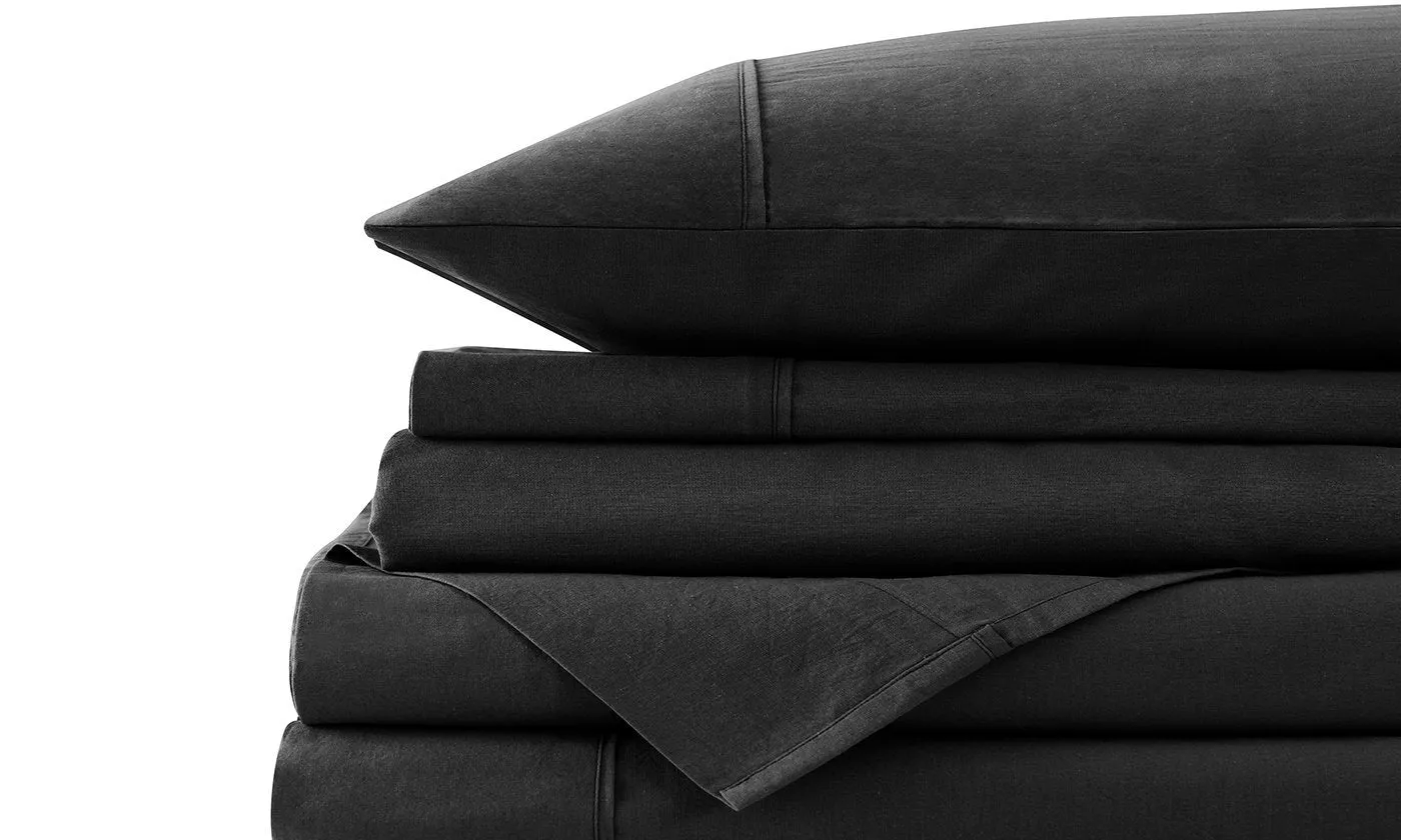 Royal Comfort Vintage Washed 100% Cotton Quilt Cover Set Bedding Ultra Soft Queen Charcoal