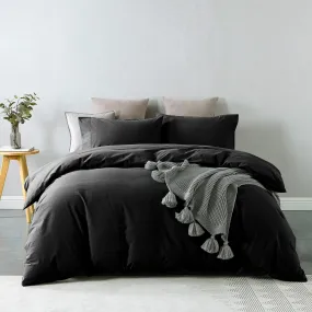 Royal Comfort Vintage Washed 100% Cotton Quilt Cover Set Bedding Ultra Soft Queen Charcoal