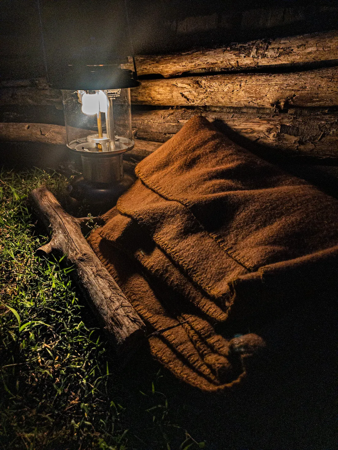 Rugged Tan Wool Camping Blanket