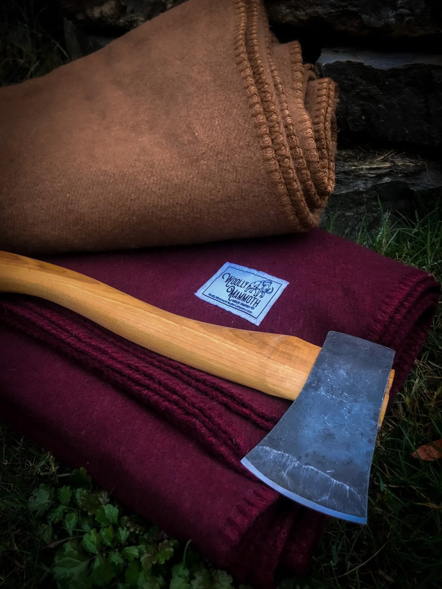 Rugged Tan Wool Camping Blanket