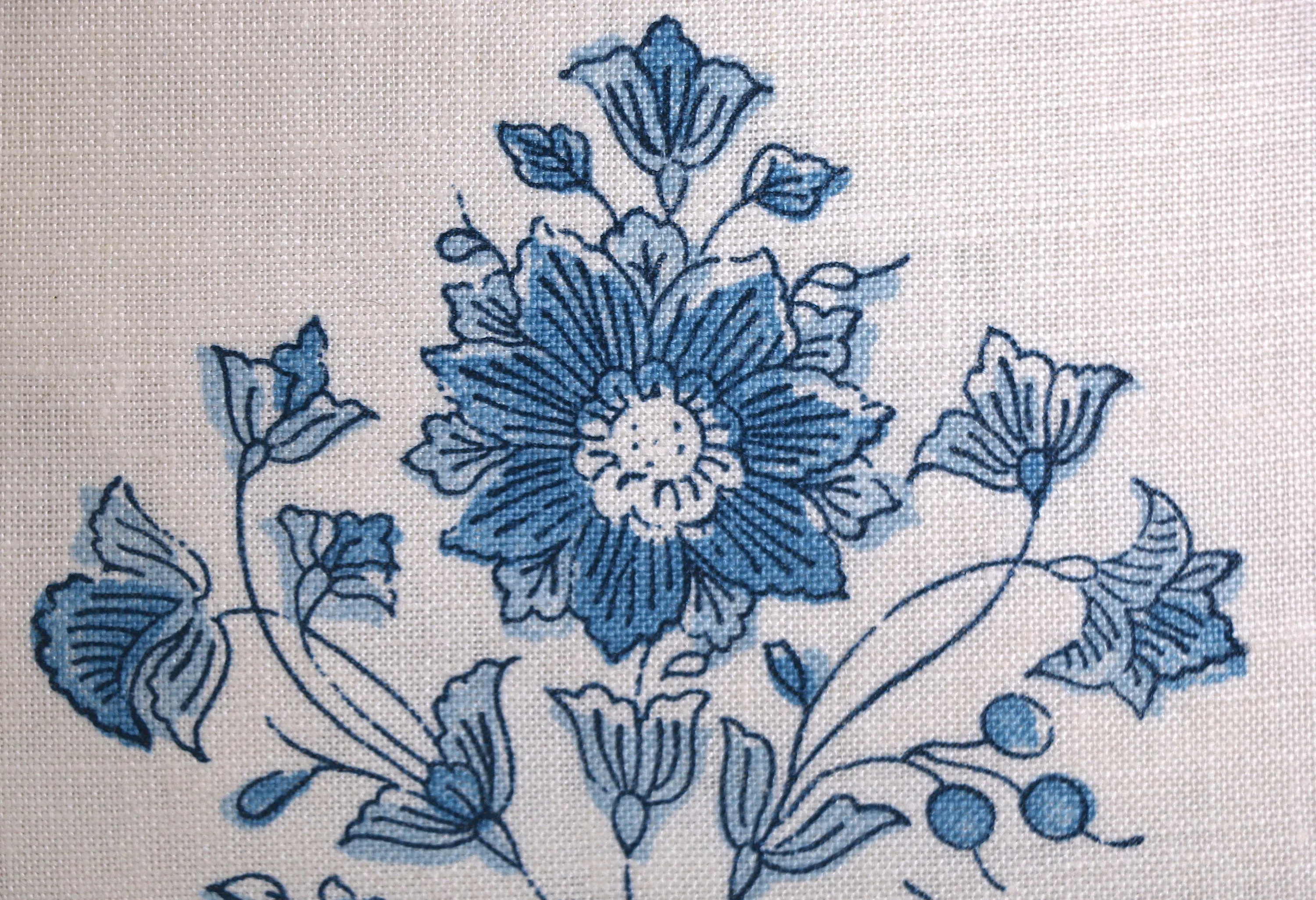 Schumacher Beatrice Bouquet Pillow cover / Blue and Ivory Pillow cover / Block Print Pillow Cover / Floral Pillow Cover