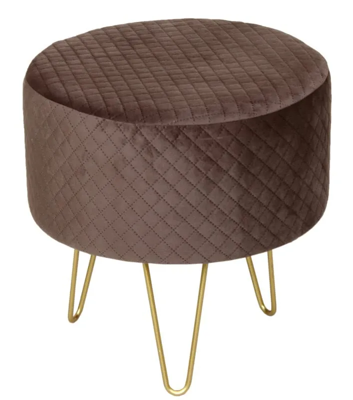 ShadowKart Ottoman Pouffes Sitting Mudda Puffies Stool for Living Room Pouf Dressing Table Puffy Footstool for Office or Home Decoration, Holland Velvet, Metal Leg, 16x16x17 Inch, Coffee