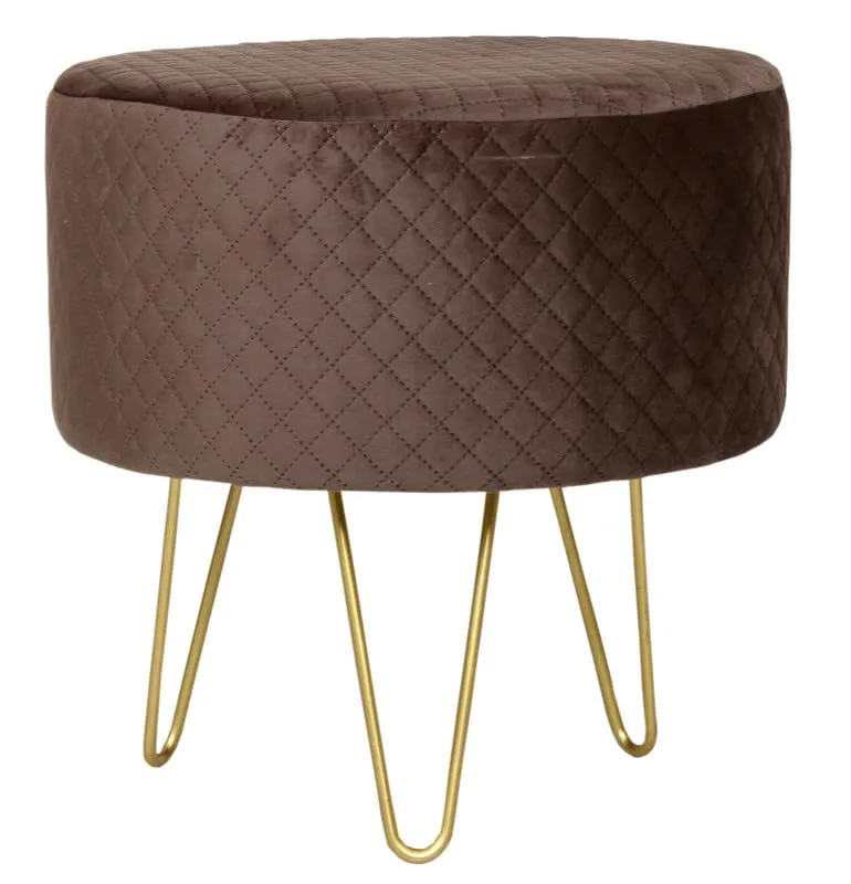 ShadowKart Ottoman Pouffes Sitting Mudda Puffies Stool for Living Room Pouf Dressing Table Puffy Footstool for Office or Home Decoration, Holland Velvet, Metal Leg, 16x16x17 Inch, Coffee