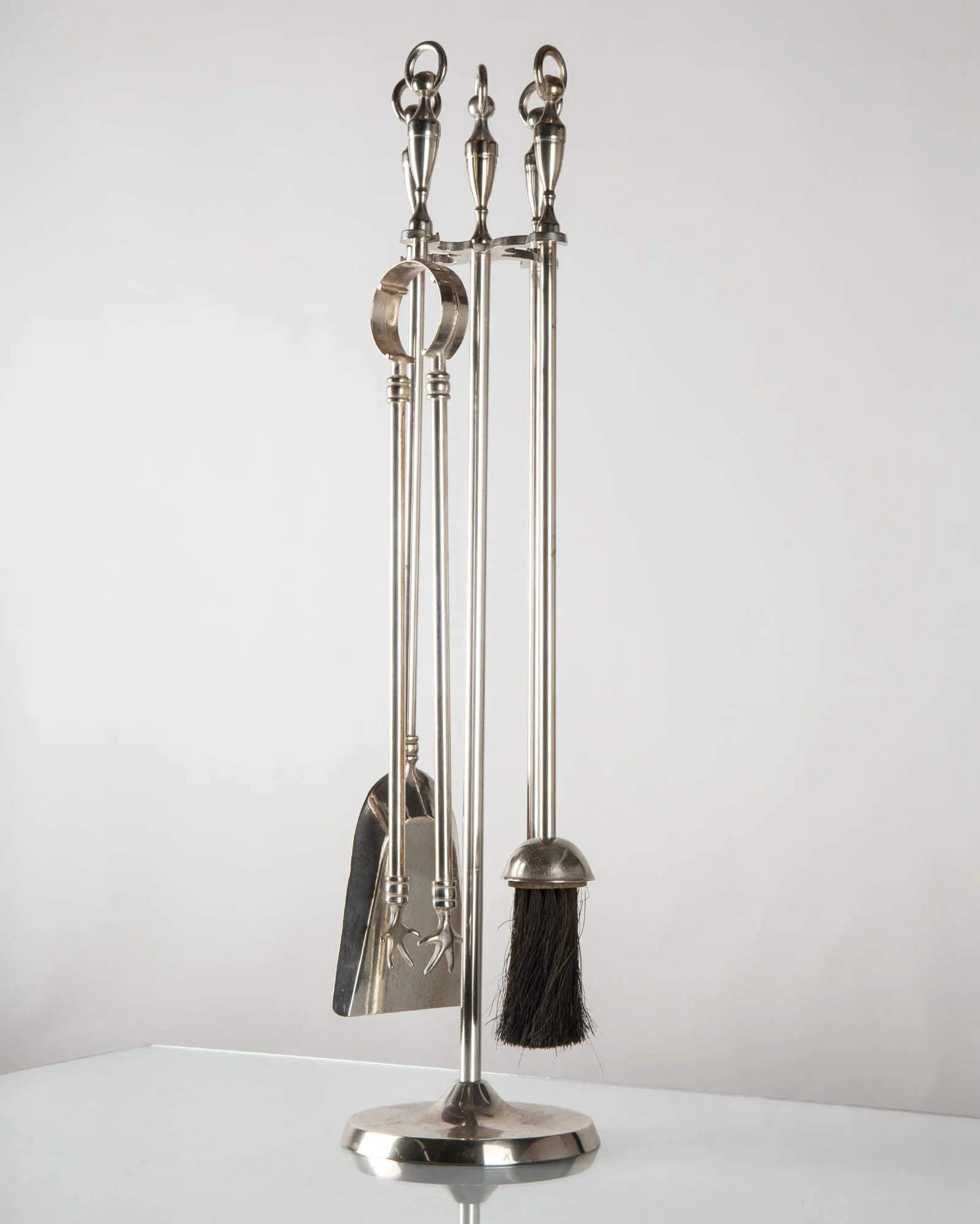 Silverplate Fireplace Tools and Stand