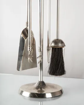 Silverplate Fireplace Tools and Stand