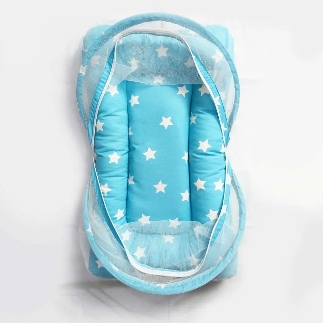 Sky Blue Stars Mosquito Net Bed