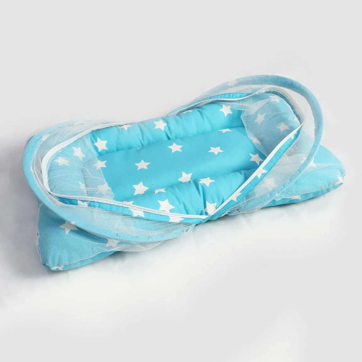 Sky Blue Stars Mosquito Net Bed