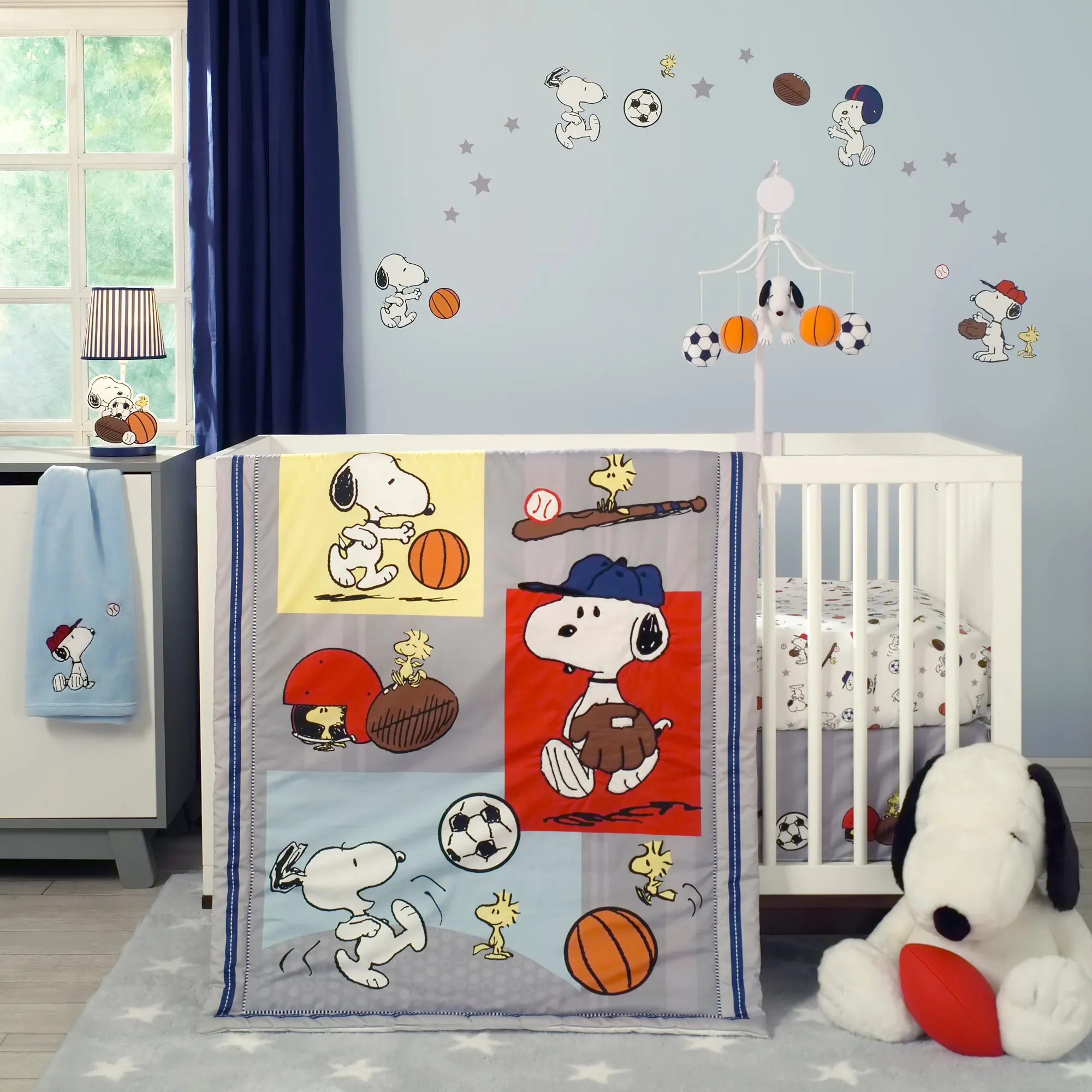 Snoopy Sports 3-Piece Crib Bedding Set