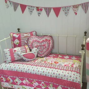 Stella Floral Cotton Cot Quilt  & Bonus Emma Heart shaped Rattle