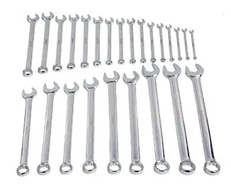 SUNEX 9917MPRA 25 Pc Metric Full Polished V-Groove Combo Wrench Set