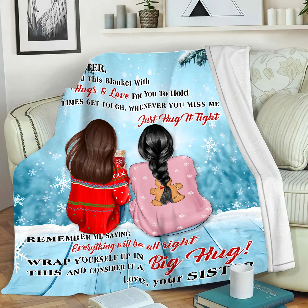 Teesdily | Merry Christmas Fleece Blanket To Little Sister Filled This Blanket With Hugs And Love Travel Blanket Xmas Gifts For Bestie Sister