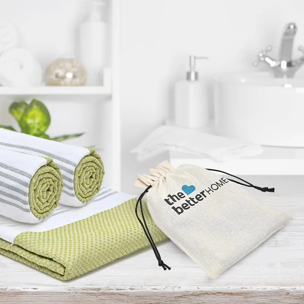 The Better Home 100% Cotton Turkish Bath Towel | Quick Drying Cotton Towel | Light Weight, Soft & Absorbent Turkish Towel (Pack of 1, Green)