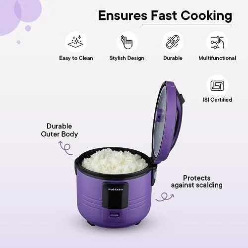 The Better Home FUMATO Cookeasy Automatic 500W Electric Rice Cooker 1.5L & Stainless Steel Water Bottle 1 Litre Pack of 10 Purple