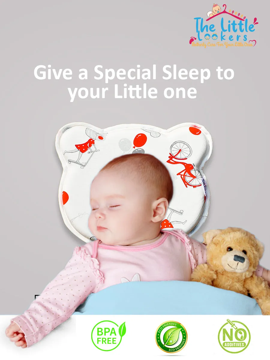 THE LITTLE LOOKERS Memory Foam Pillow Baby Head Shaping Pillow for Preventing Flat Head Syndrome I Ideal for 0 to 12 Months Babies