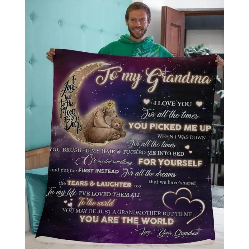 To My Grandma - From Grandson - BearBlanket - A320 - Premium Blanket