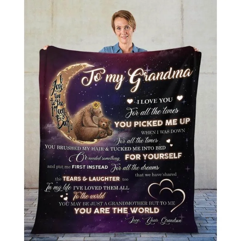 To My Grandma - From Grandson - BearBlanket - A320 - Premium Blanket