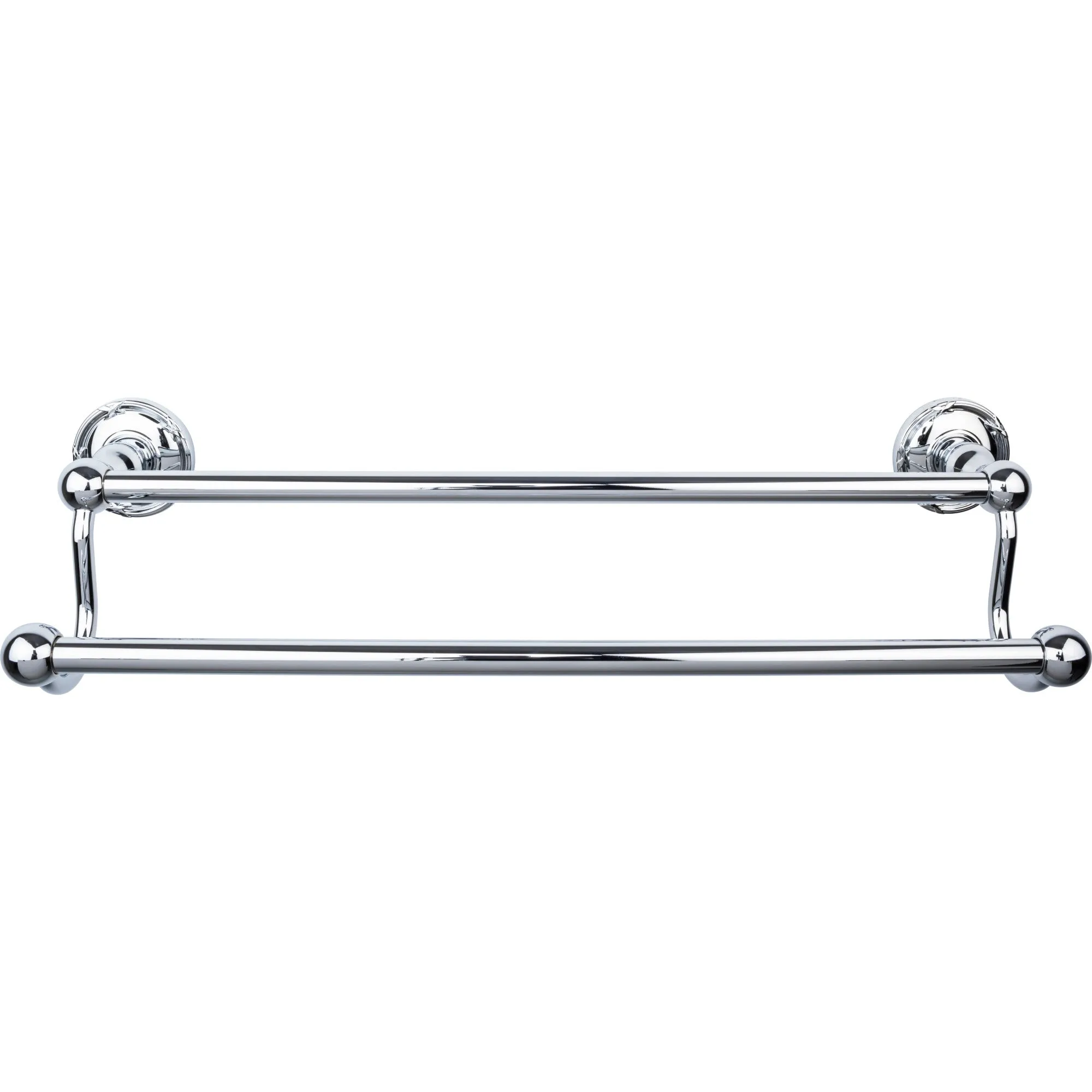 Top Knobs ED7PCE Edwardian Bath Towel Bar 18 Inch Double - Ribbon Bplate Polished Chrome