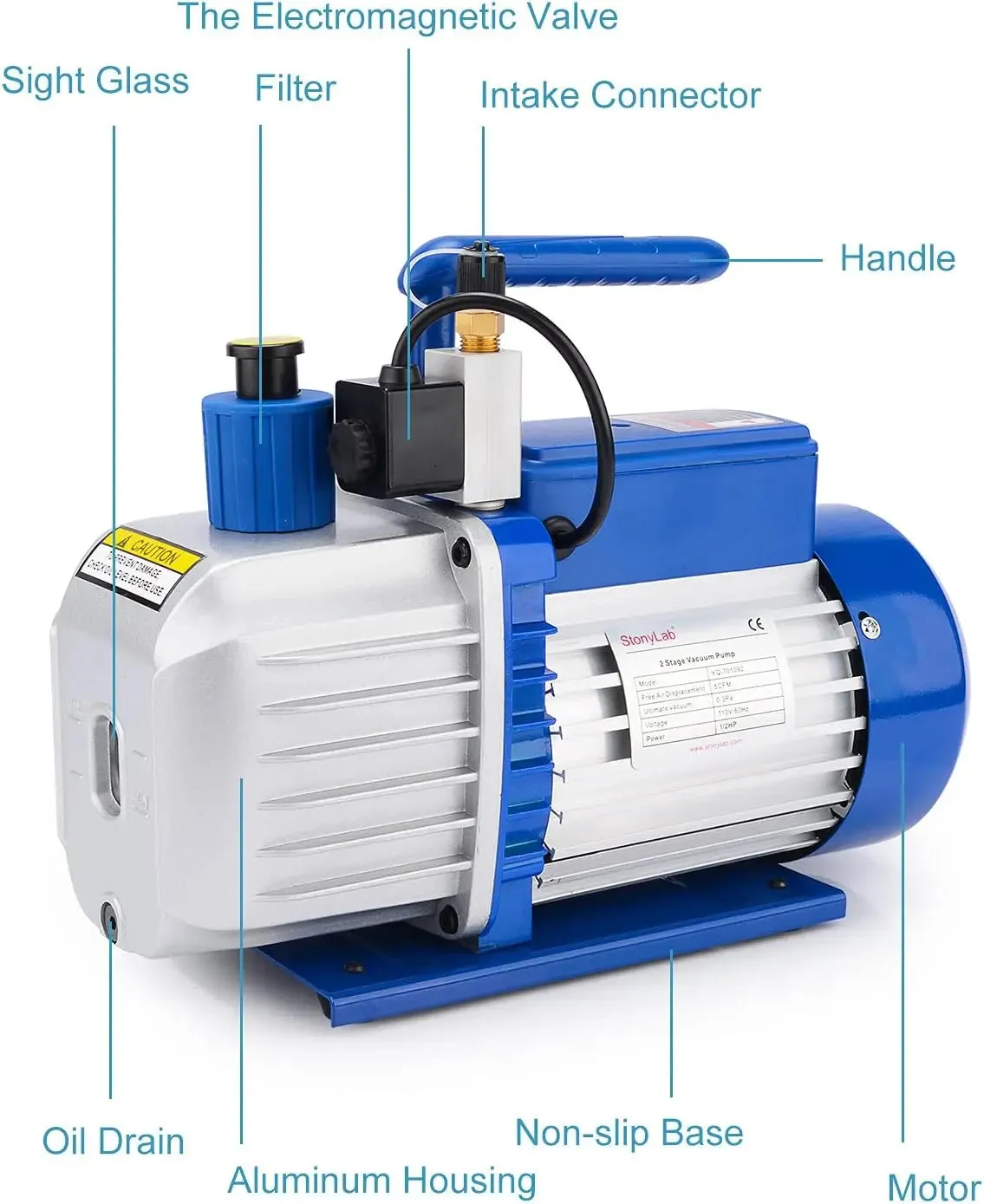 Two-Stage Rotary Vane Vacuum Pump, 10-15 Pa, 142 L/min