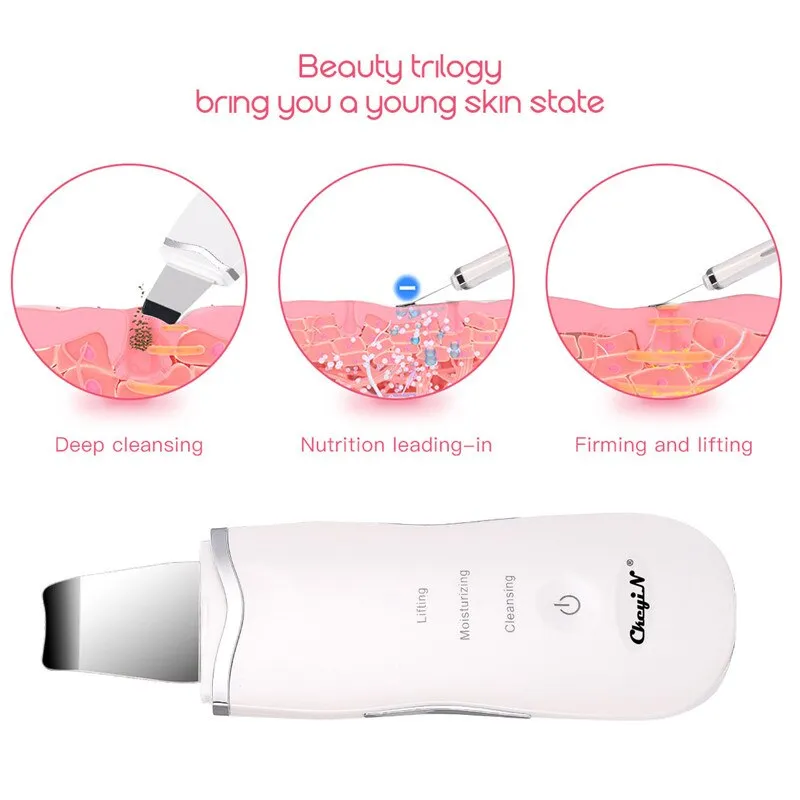 Ultrasonic Ion Deep Cleaning Skin Scrubber Peeling Shovel Facial Pore Cleaner Blackhead Remover Face Lifting USB Rechargeable 49