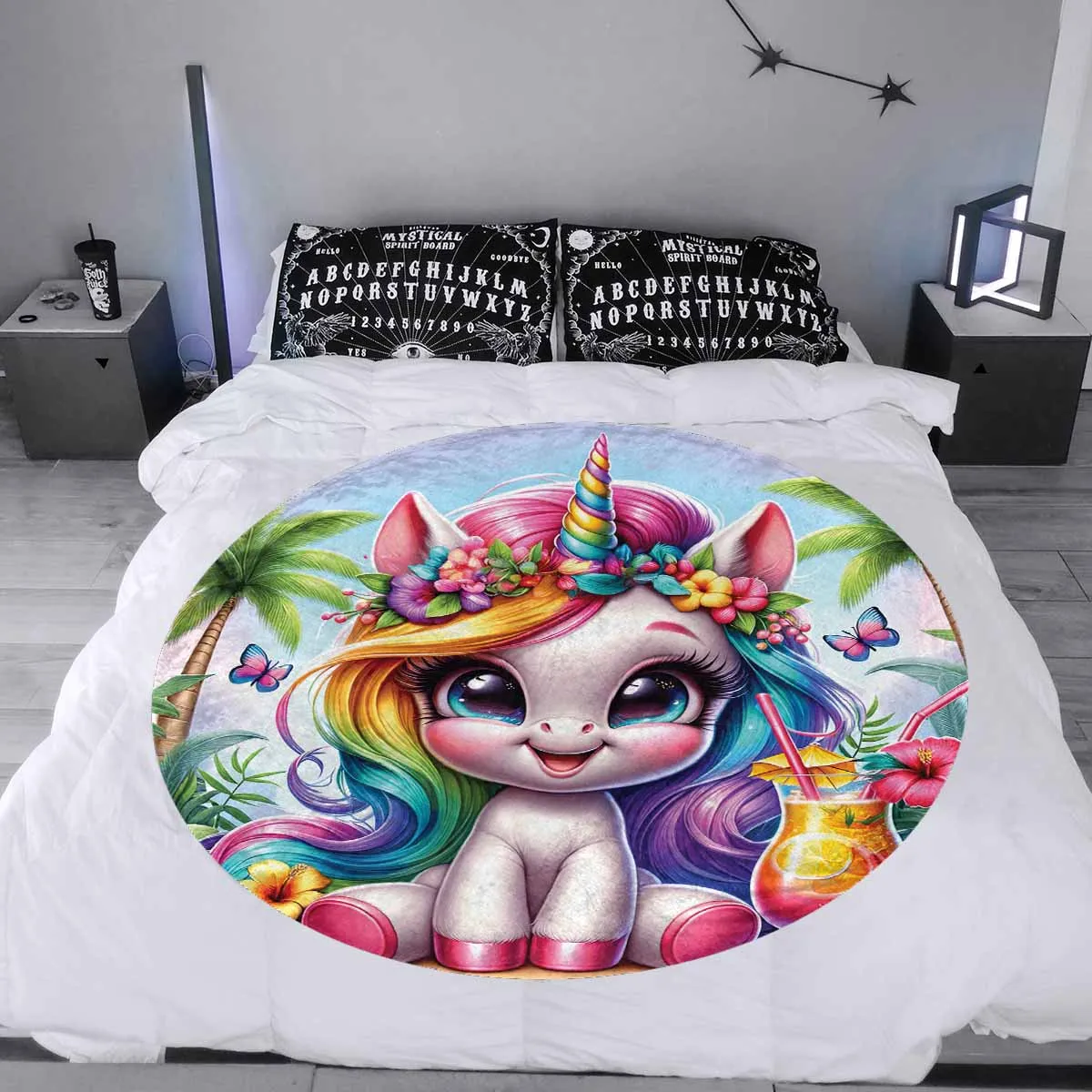 Unicorn_Awd35129  Circular Micro Fleece Blanket 47"