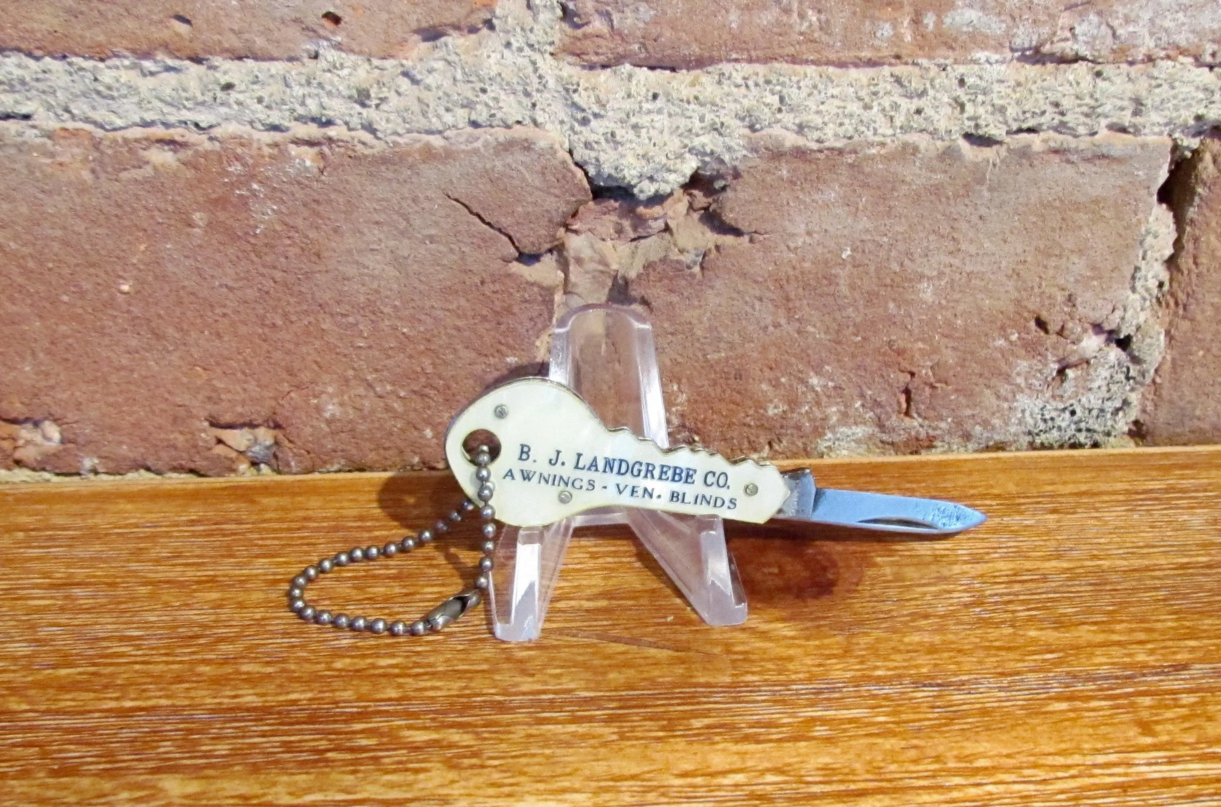 Vintage Key Shaped Pocket Knife Advertising B J Landgrebe Co.