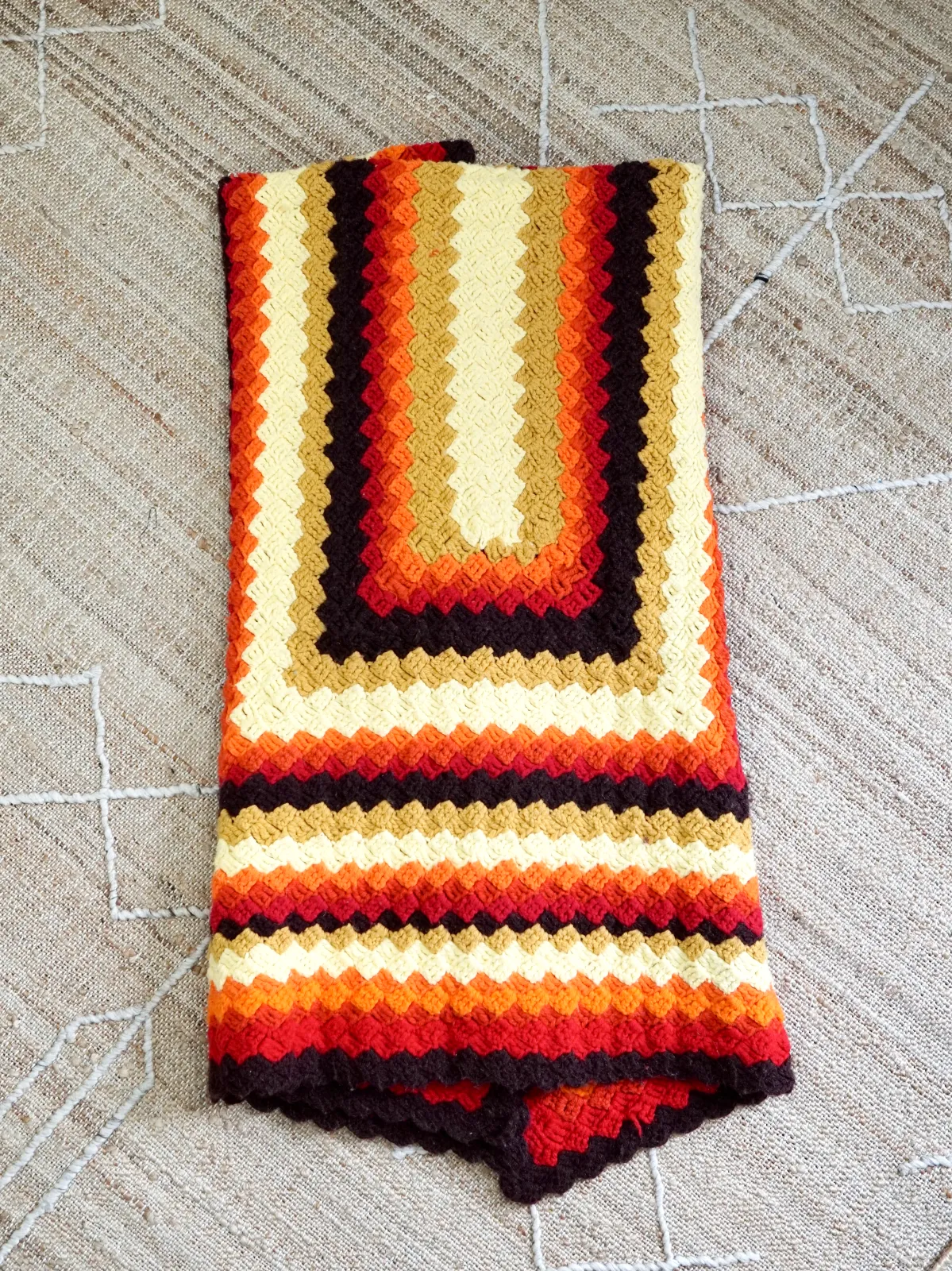 Vintage Sunset Stripe Handknit Blanket