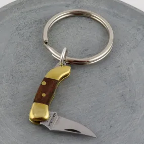 Walnut Wood Knife Italy Keyring - Md