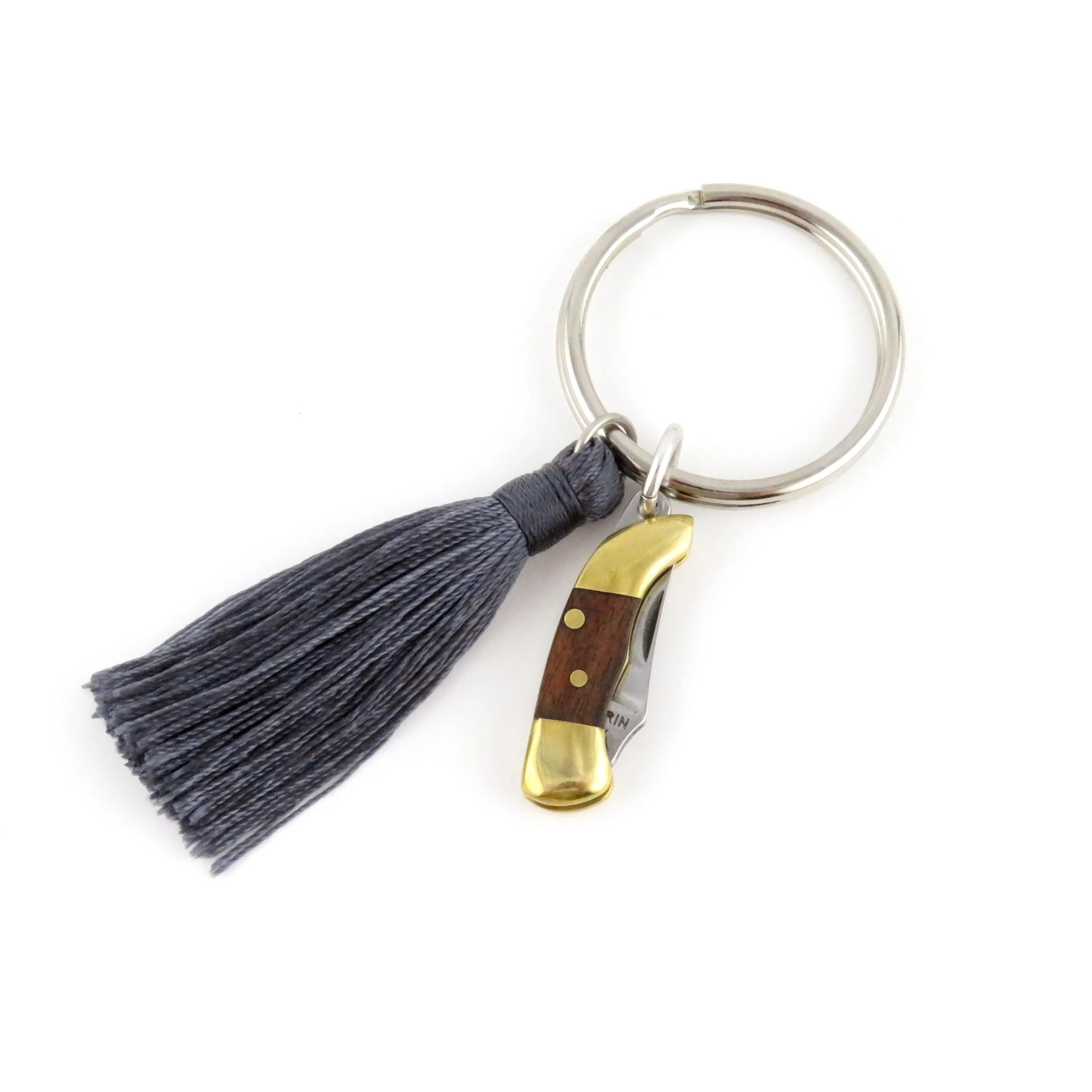 Walnut Wood Knife Italy Keyring - Md