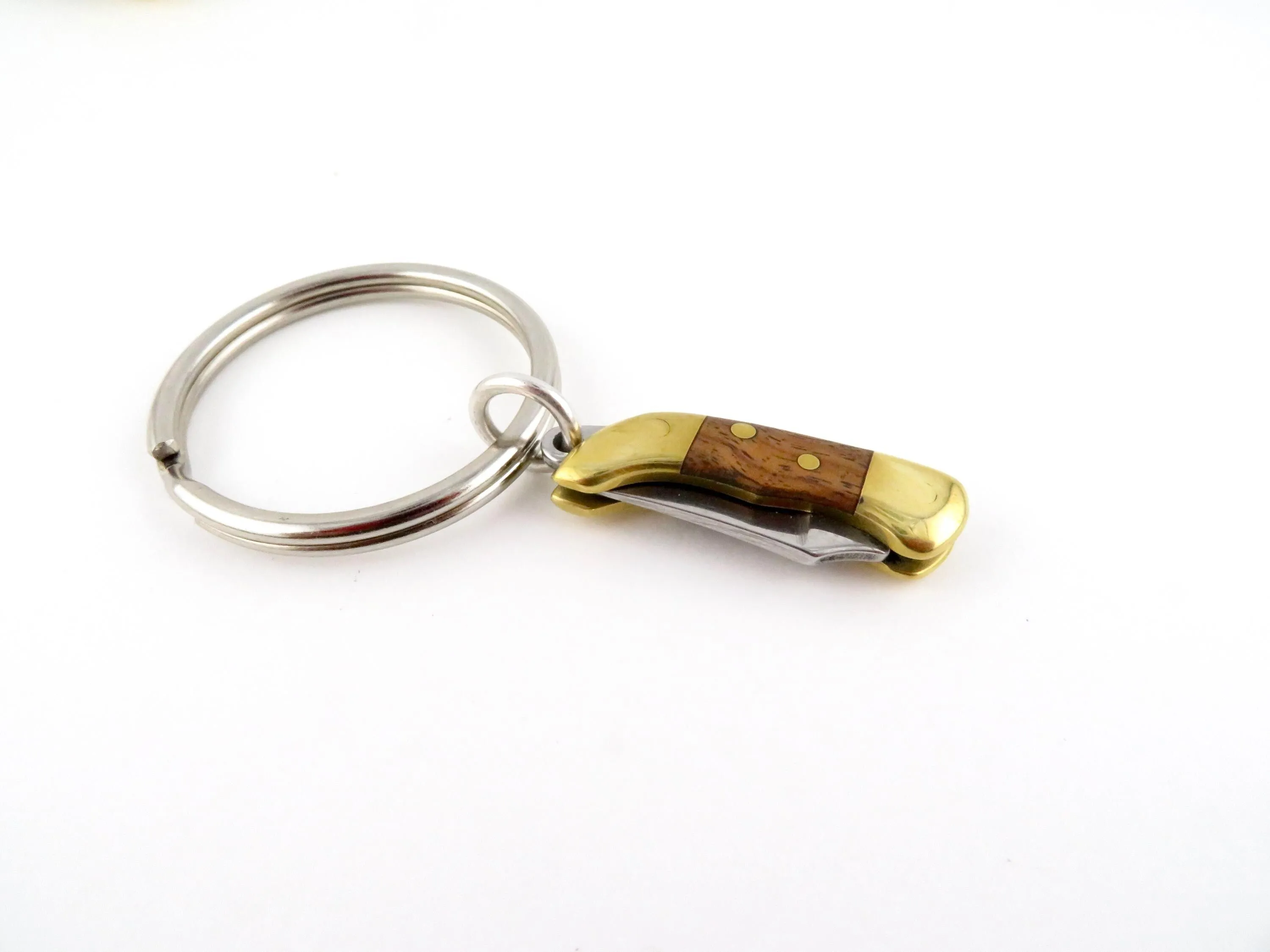 Walnut Wood Knife Italy Keyring - Md