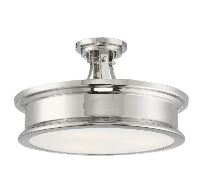 Watkins 3 Light Polished Nickel Semi Flush