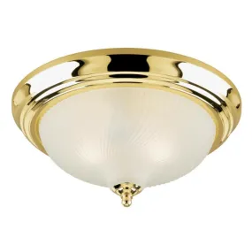 Westinghouse 6430200 2 Light Flush Polished Brass Finish with Frosted Swirl Glass