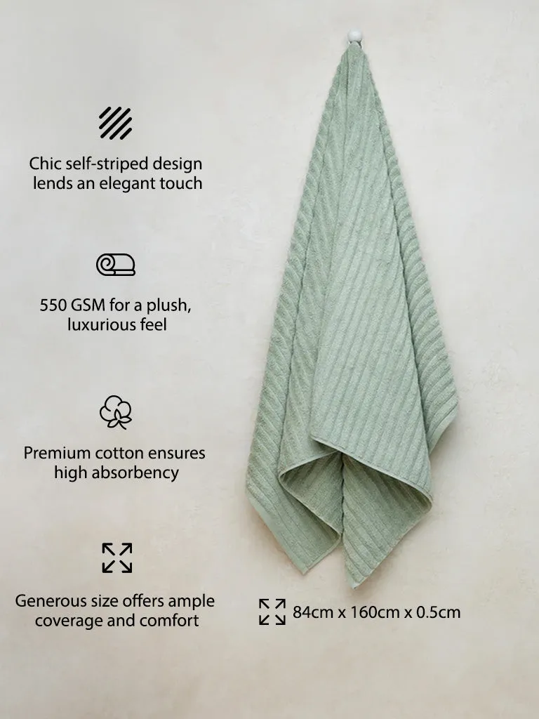 Westside Home Light Sage Self-Striped Luxe Bath Towel