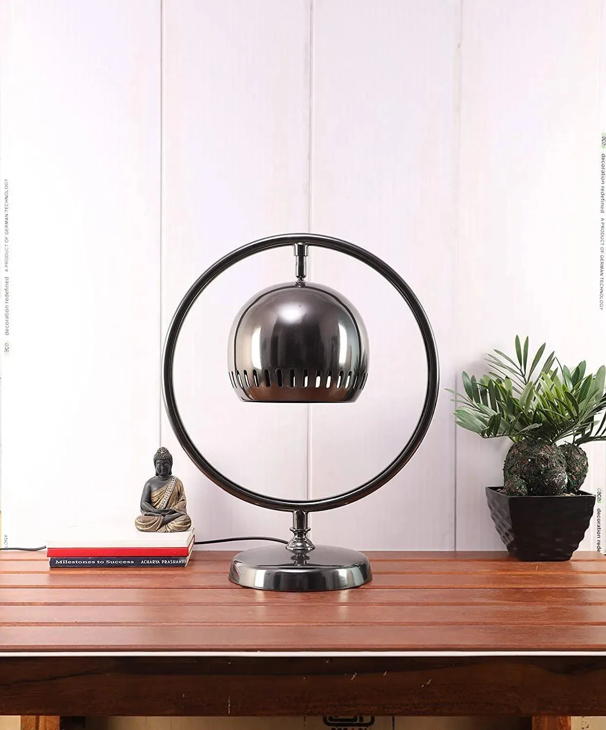 Wooden Twist Black Halo Aluminium Adjustable Table Lamp Stylish & Contemporary Desk Lighting for Home and Office