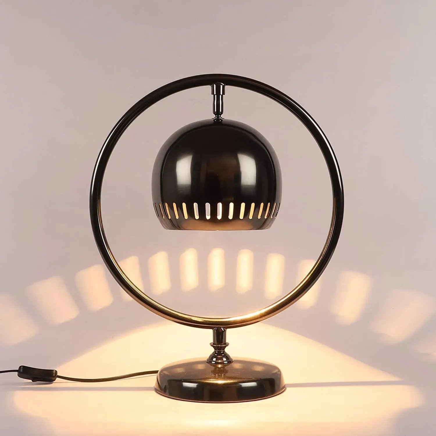 Wooden Twist Black Halo Aluminium Adjustable Table Lamp Stylish & Contemporary Desk Lighting for Home and Office