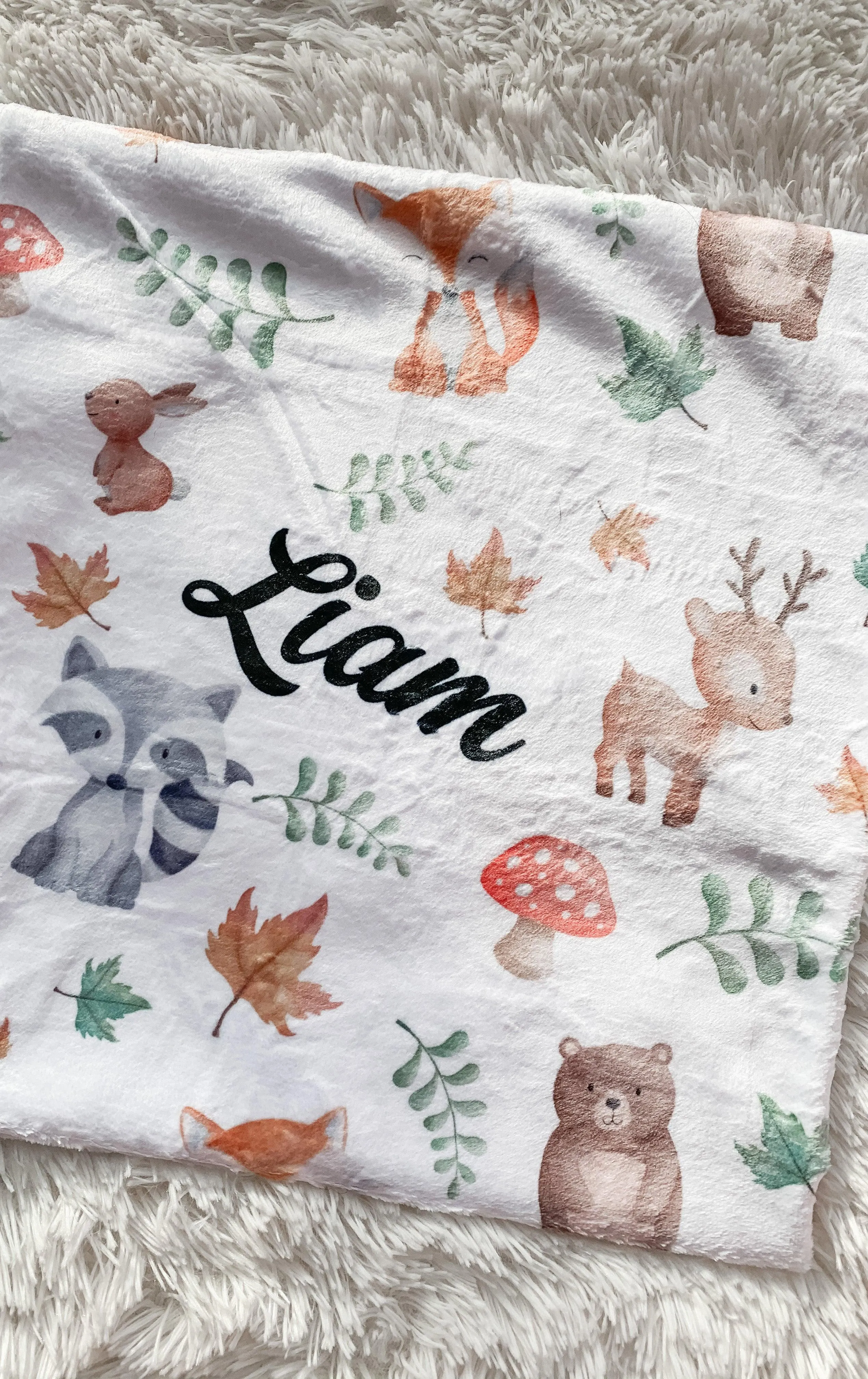 Woodland Wonderland Personalized Minky Blanket (Sherpa)